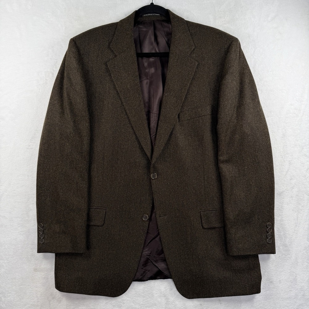 Patrick James Lanificio Di Pray Tweed Coat Blazer 44R Herringbone Green Brown